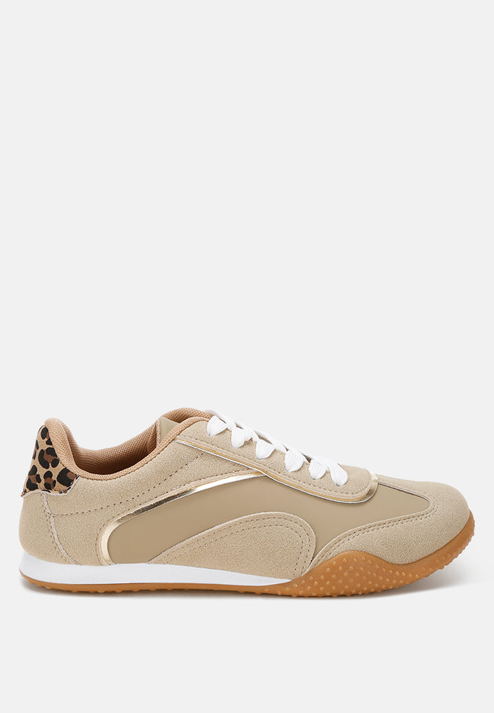 zuccia comfortable lace-up sneakers#color_beige-faux-leather-textile