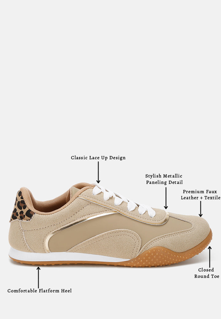 zuccia comfortable lace-up sneakers#color_beige-faux-leather-textile