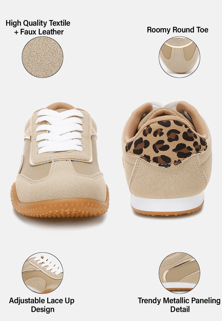 zuccia comfortable lace-up sneakers#color_beige-faux-leather-textile