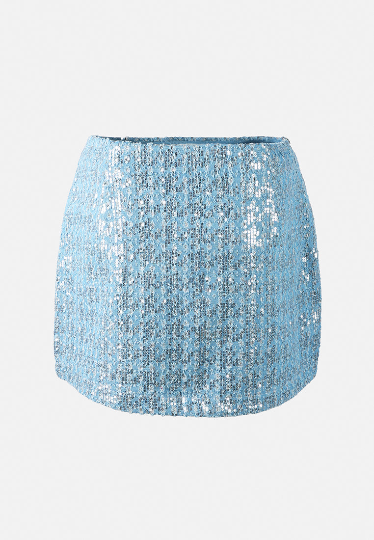 a-line sequin denim skirt by ruw#color_light-blue