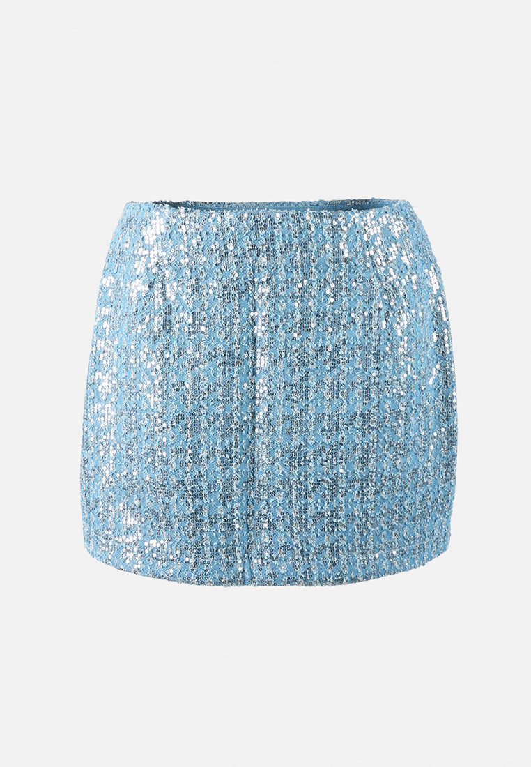 a-line sequin denim skirt by ruw#color_light-blue