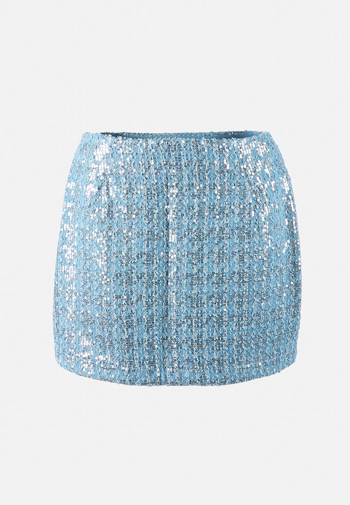 a-line sequin denim skirt by ruw#color_light-blue