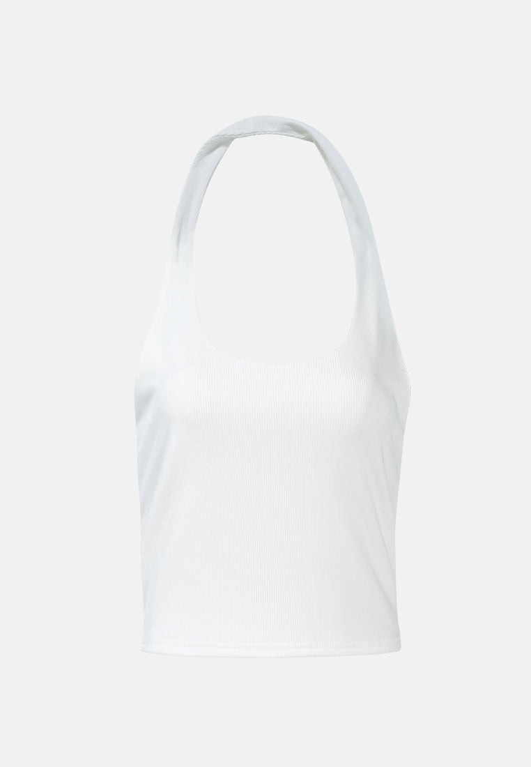 halter neck knitted top by ruw#color_white