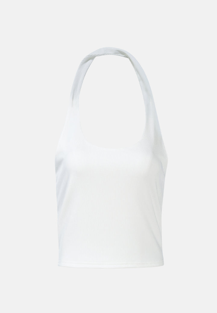 halter neck knitted top by ruw#color_white