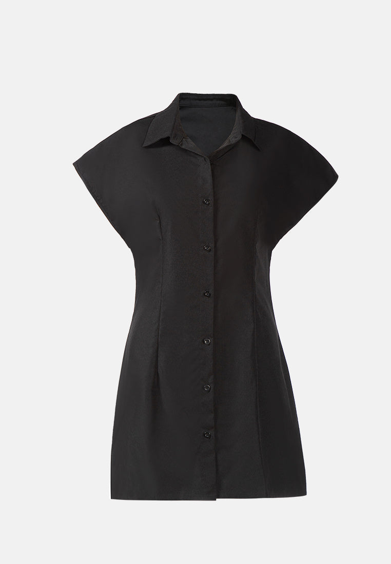 button up long shirt#color_black