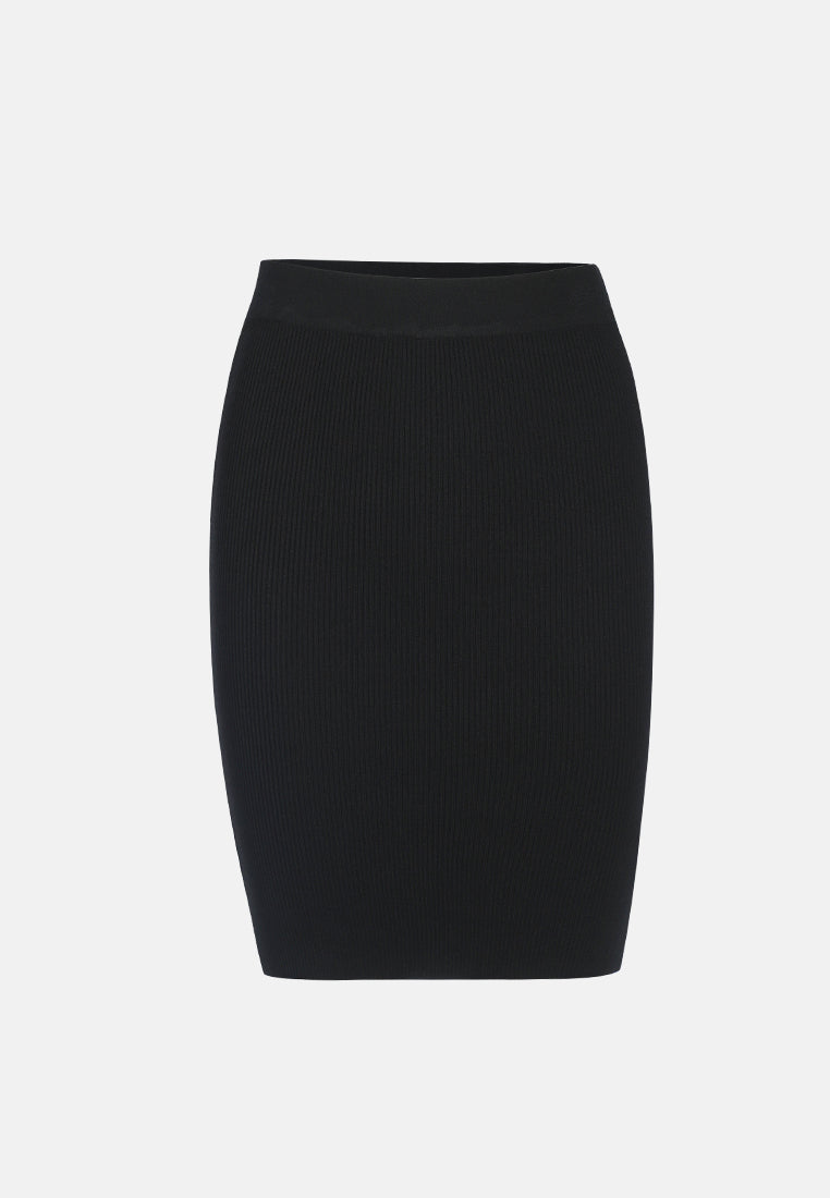 knitted pencil skirt#color_black