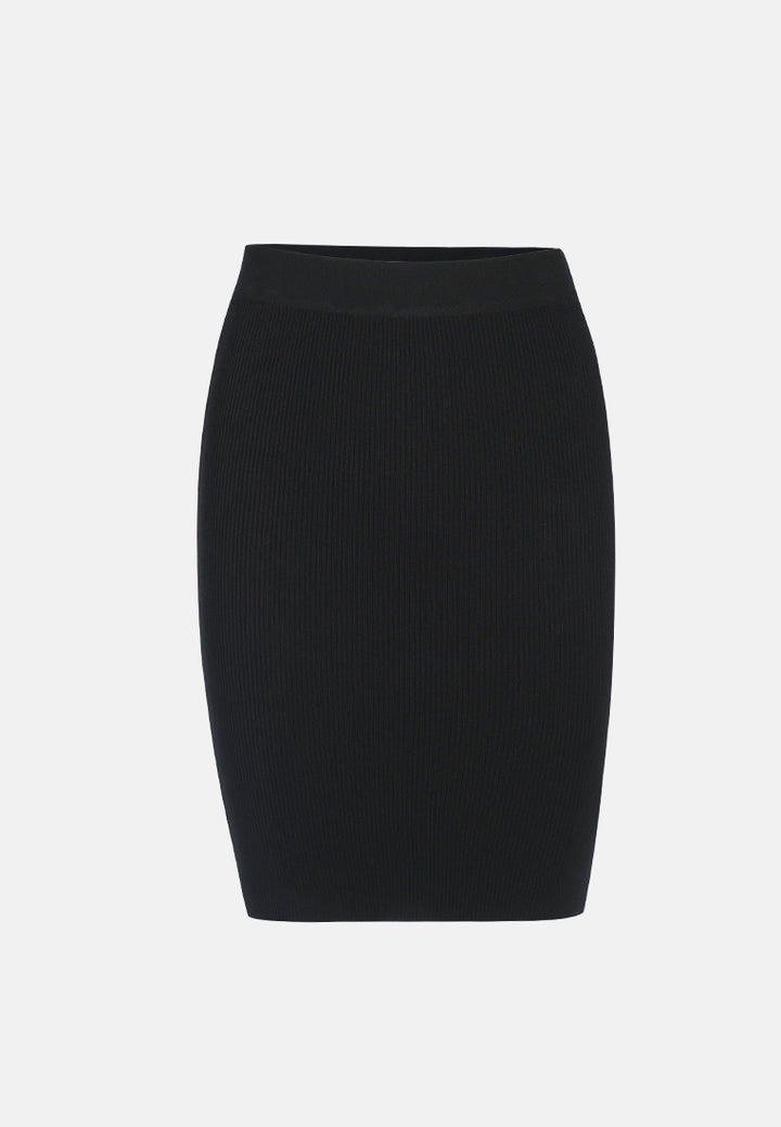 knitted pencil skirt#color_black