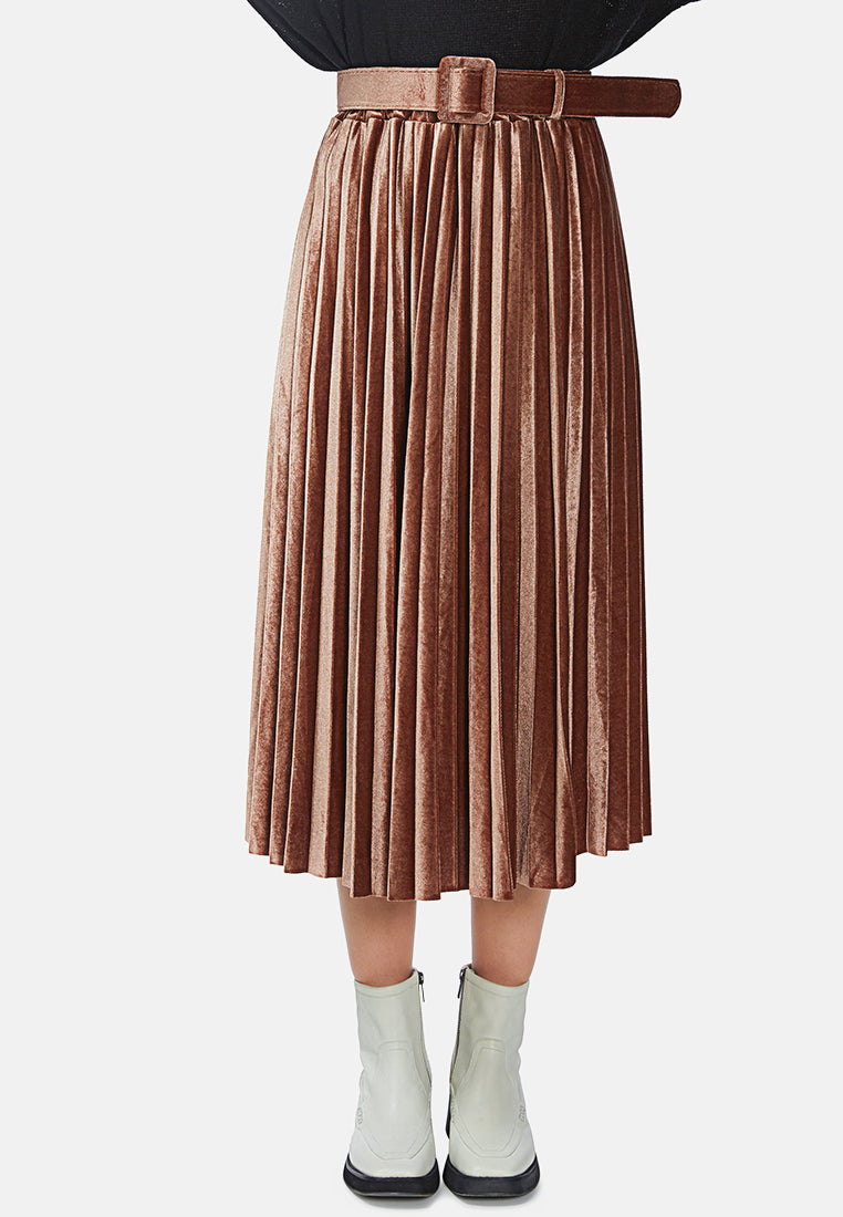 accordion pleated long skirt#color_beige