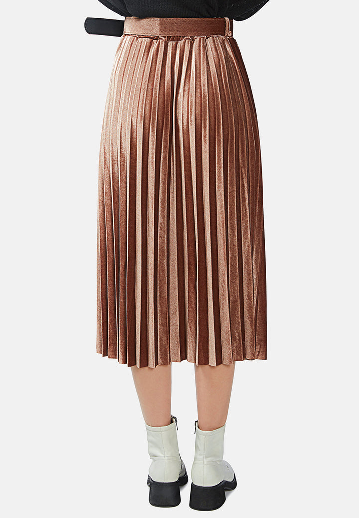 accordion pleated long skirt#color_beige