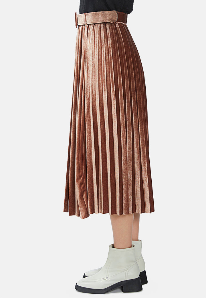 accordion pleated long skirt#color_beige