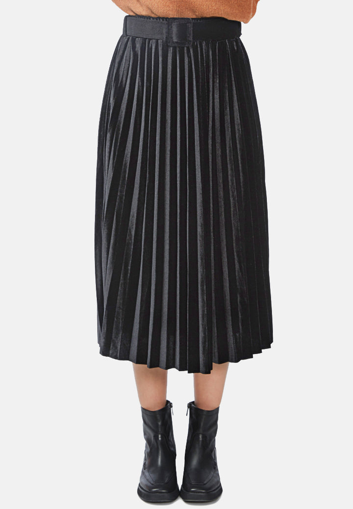 accordion pleated long skirt#color_black