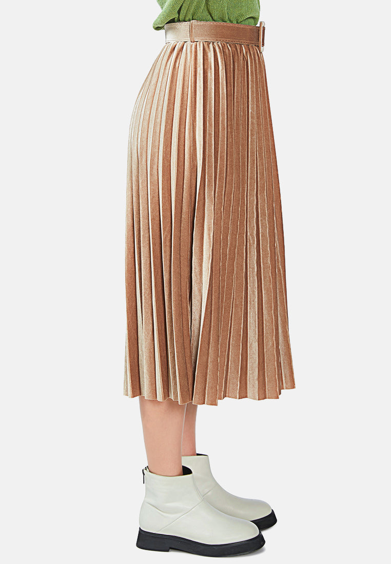 accordion pleated long skirt#color_pink