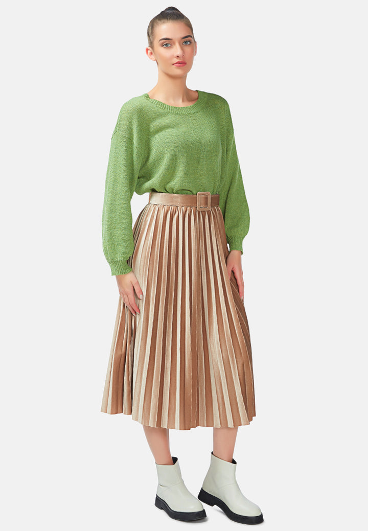accordion pleated long skirt#color_pink