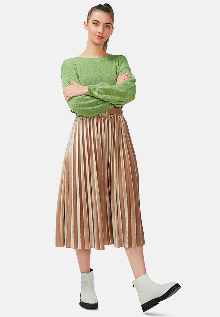 accordion pleated long skirt#color_pink