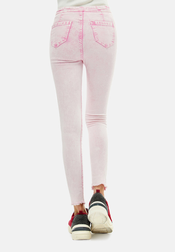 acid wash frayed hem jeans#color_pink