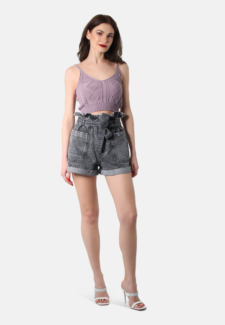 acid wash paper bag shorts#color_light-grey