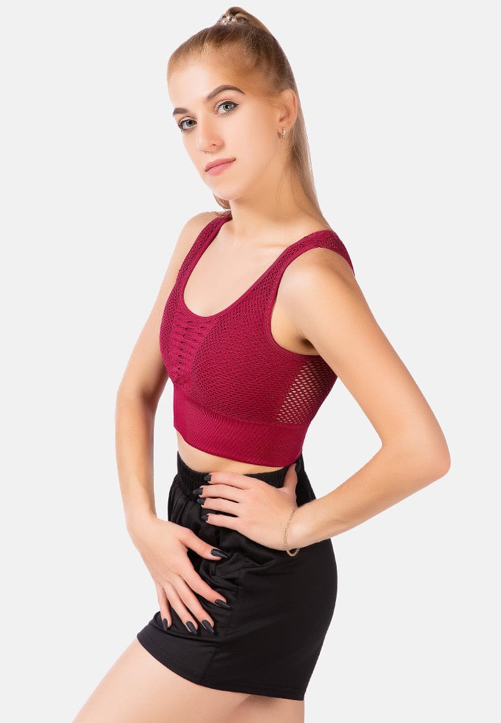 active workout mesh top#color_wine-red