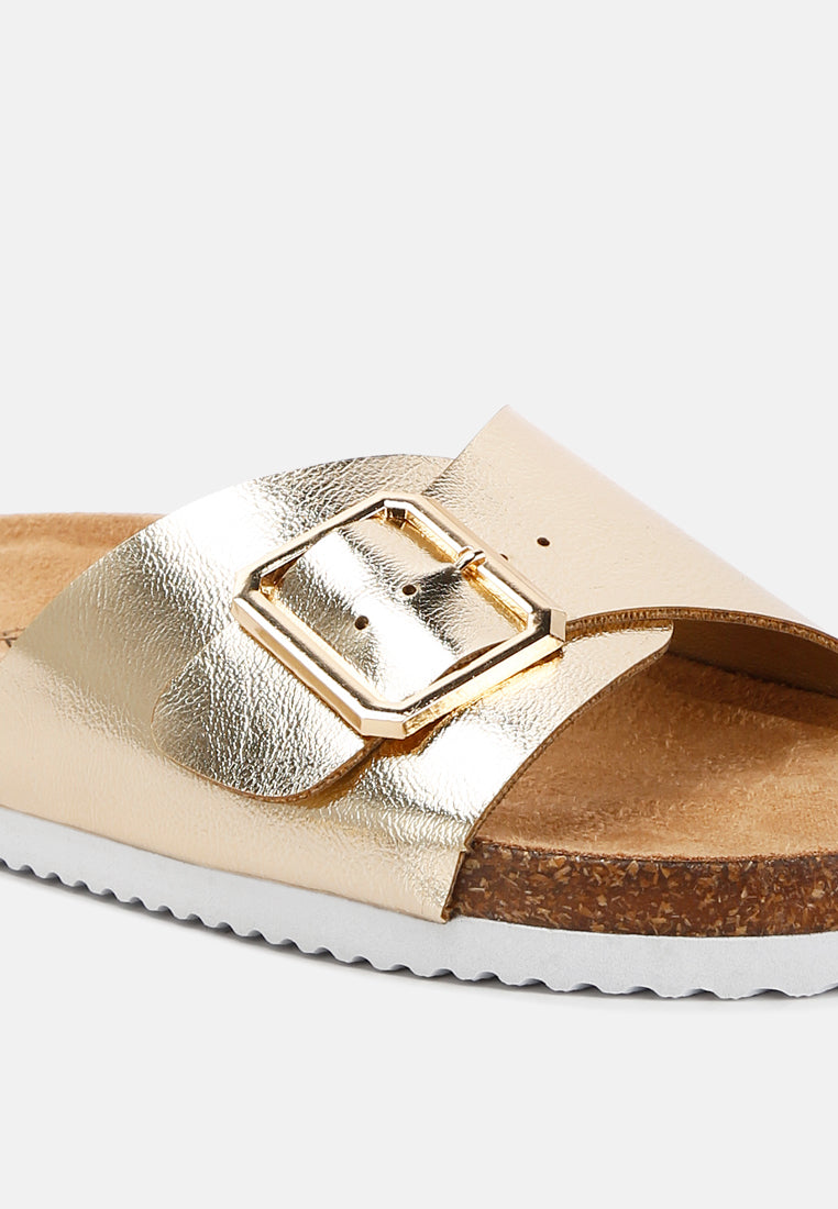 adjustable buckle closure flats by ruw#color_gold