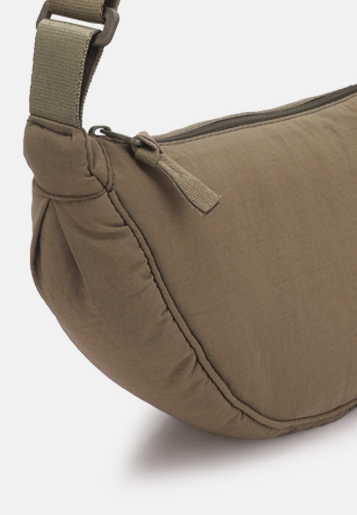 adjustable strap nylon mini shoulder bag#color_olive green