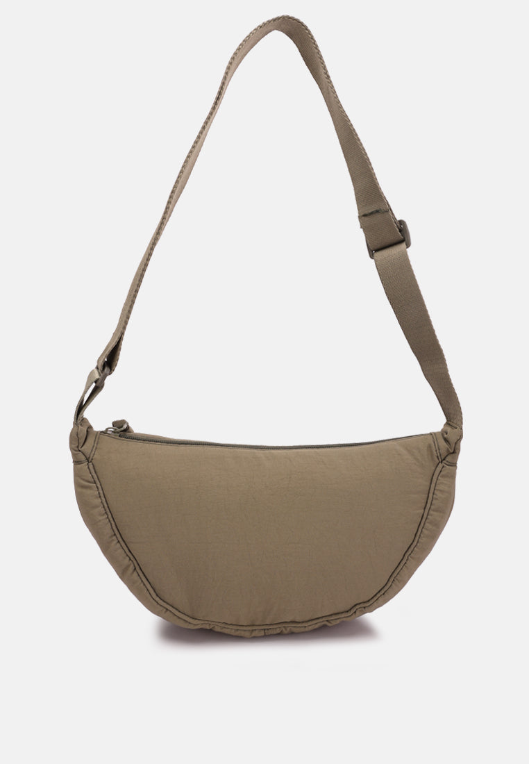 adjustable strap nylon mini shoulder bag#color_olive green