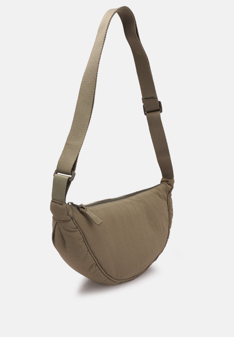 adjustable strap nylon mini shoulder bag#color_olive green