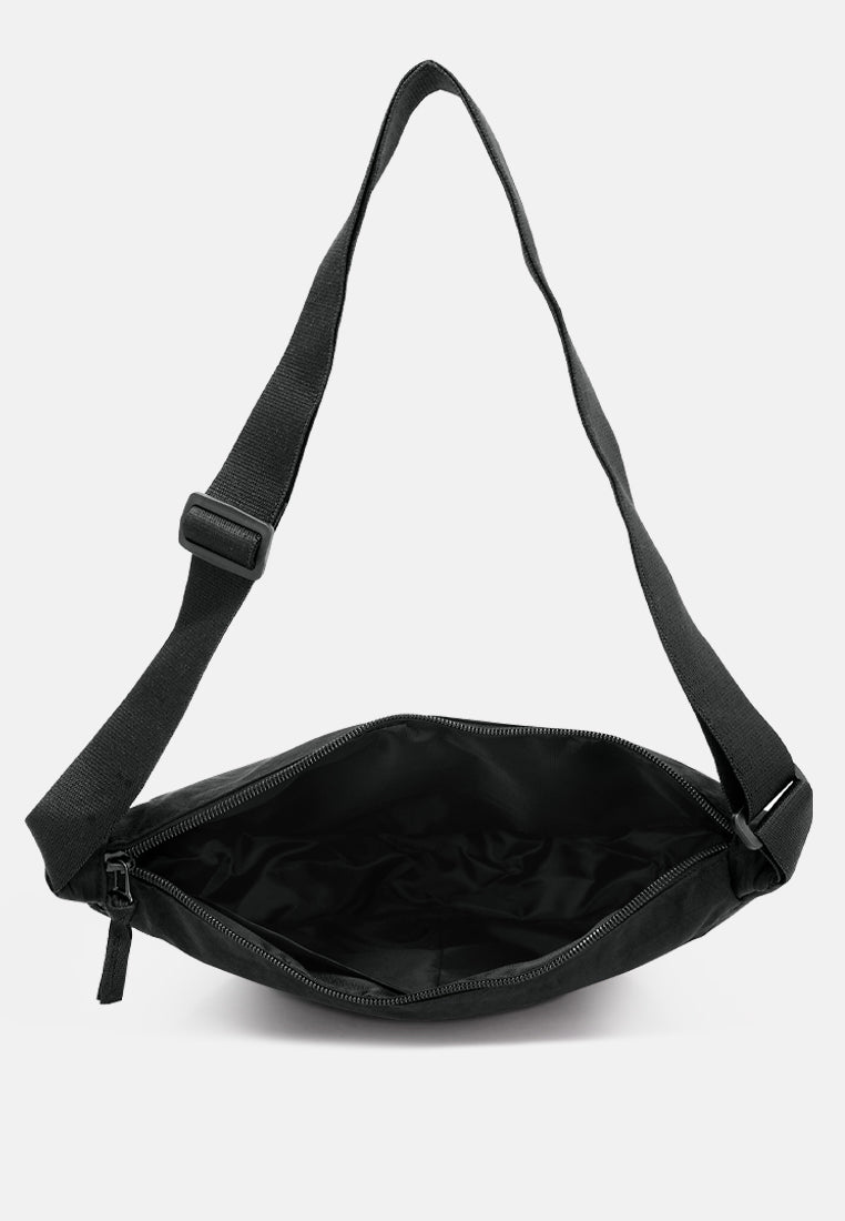 adjustable strap nylon mini shoulder bag#color_black