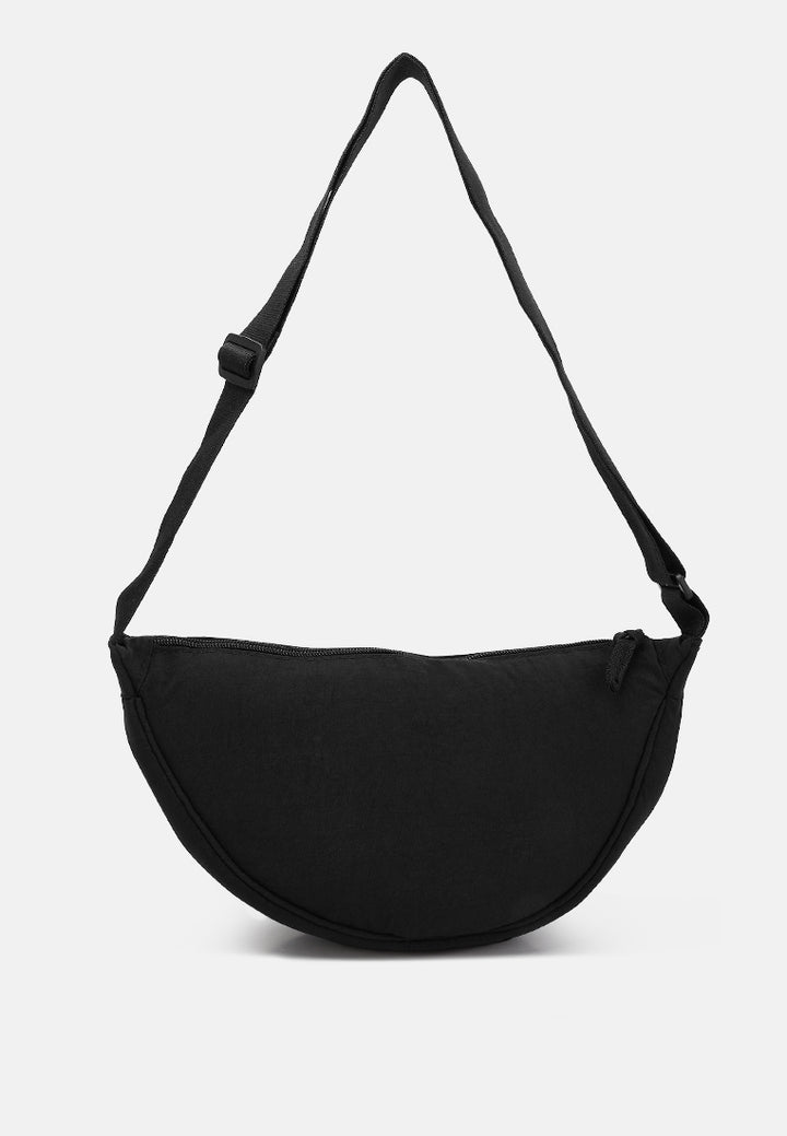 adjustable strap nylon mini shoulder bag#color_black