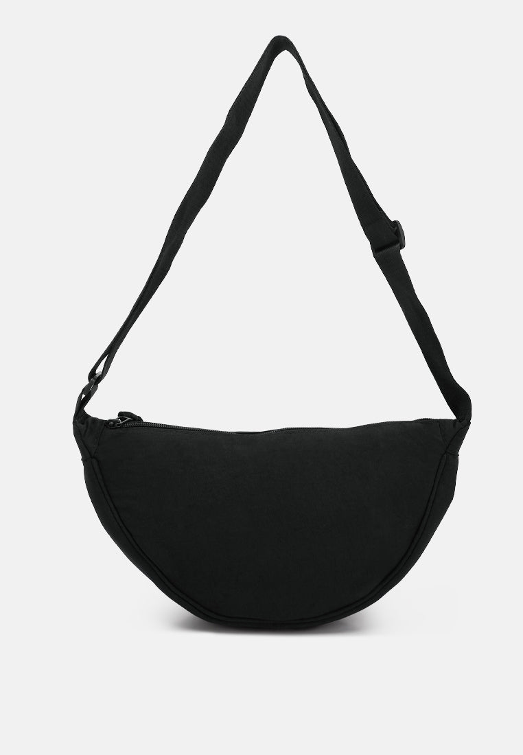 adjustable strap nylon mini shoulder bag#color_black