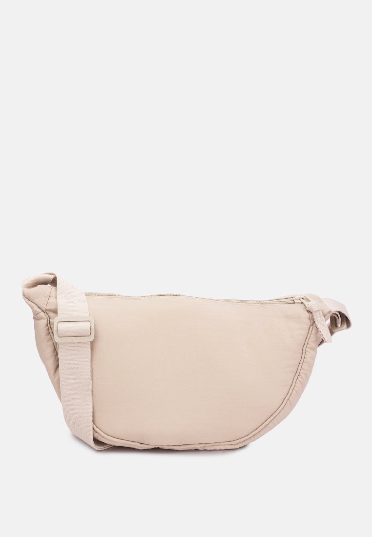 adjustable strap nylon mini shoulder bag#color_off-white