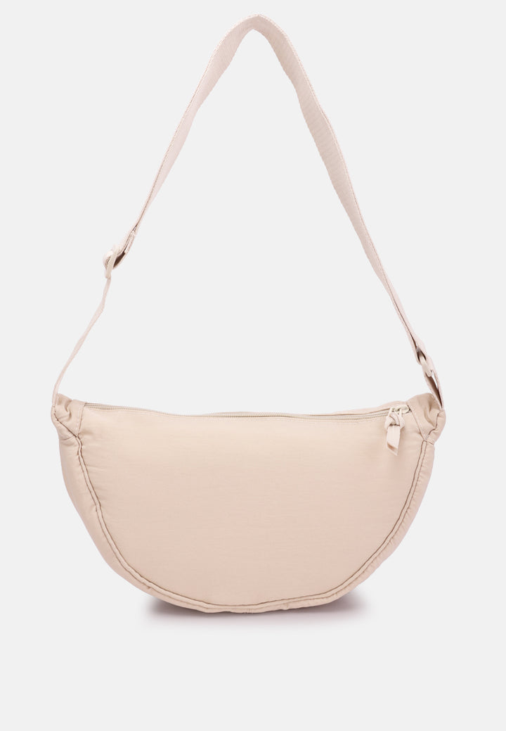 adjustable strap nylon mini shoulder bag#color_off-white