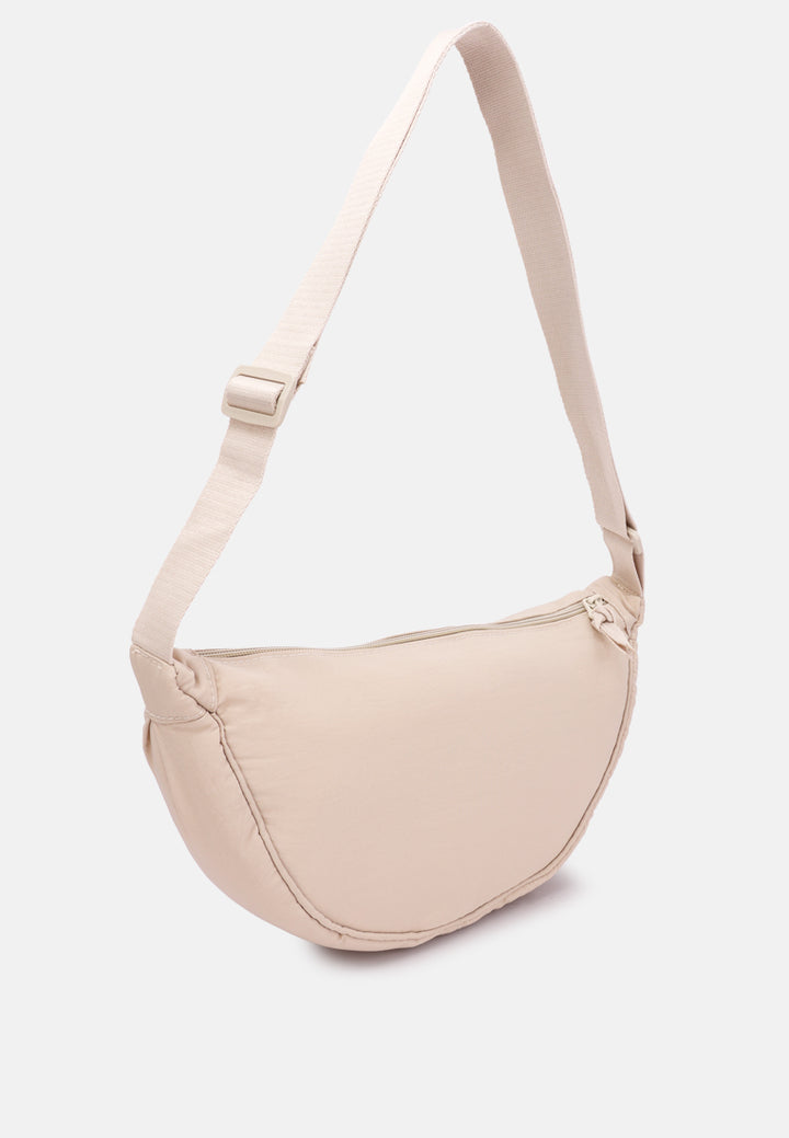 adjustable strap nylon mini shoulder bag#color_off-white