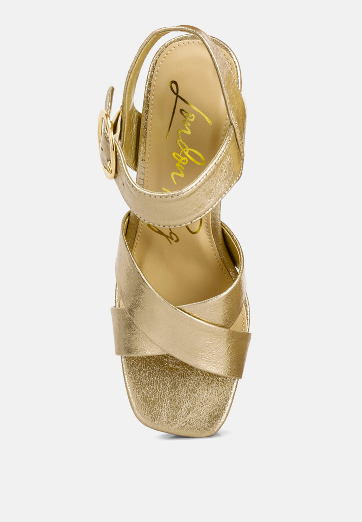 adore strappy block heel sandals#color_gold