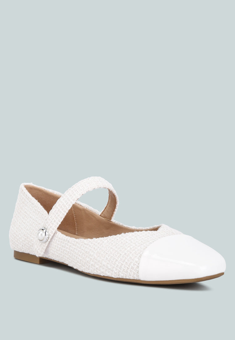 albi patent toe cap satin mary jane#color_white