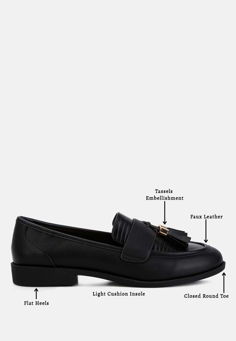 tassels detail loafers by ruw color_black