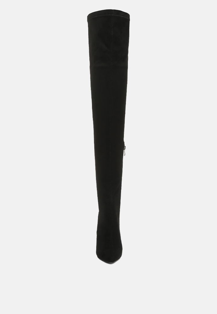 atelier stretch faux suede stiletto long boots by ruw#color_black