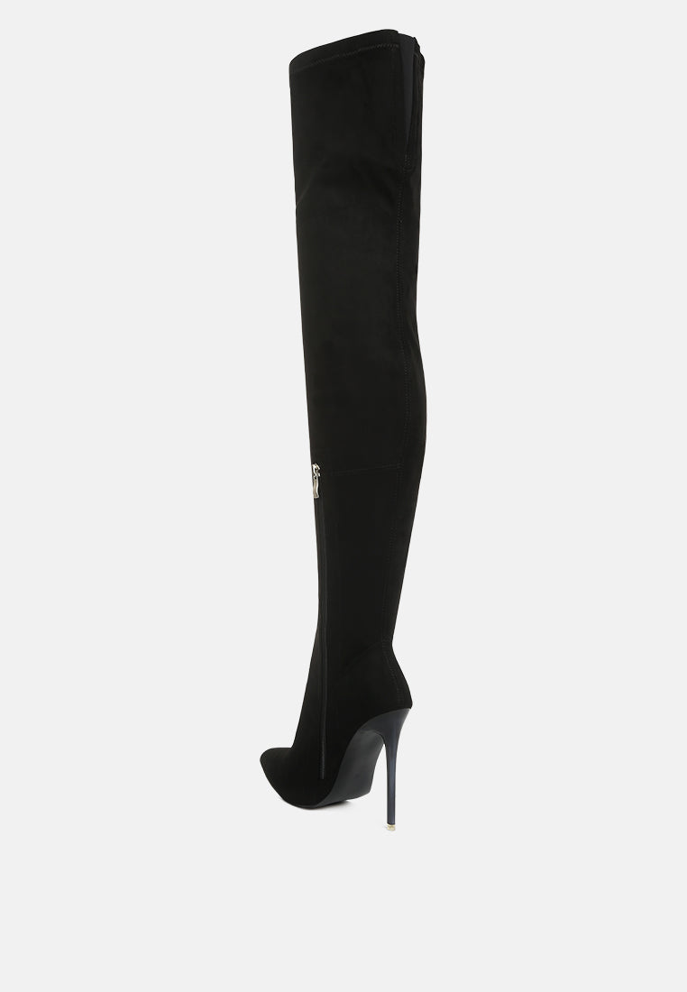 atelier stretch faux suede stiletto long boots by ruw#color_black