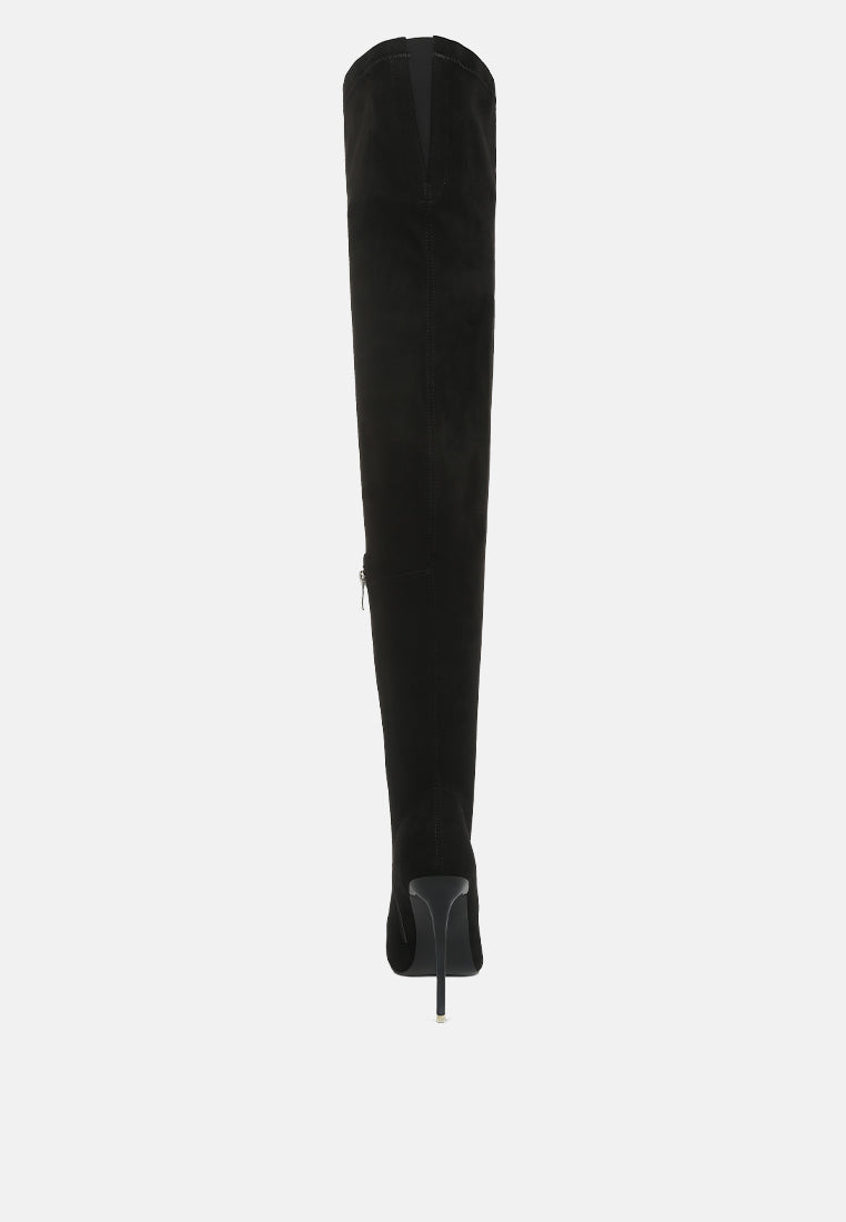 atelier stretch faux suede stiletto long boots by ruw#color_black