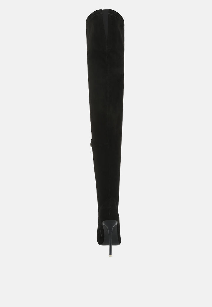 atelier stretch faux suede stiletto long boots by ruw#color_black
