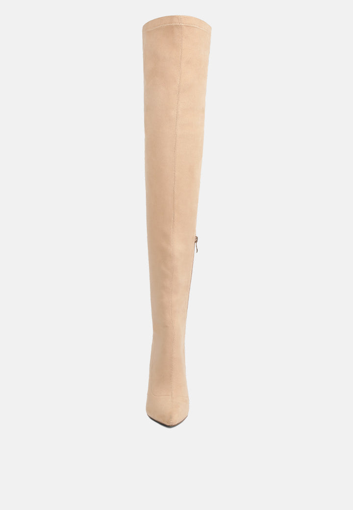 atelier stretch faux suede stiletto long boots by ruw#color_beige