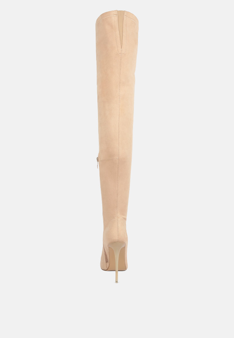 atelier stretch faux suede stiletto long boots by ruw#color_beige