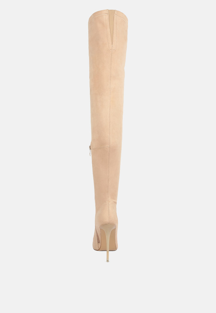 atelier stretch faux suede stiletto long boots by ruw#color_beige