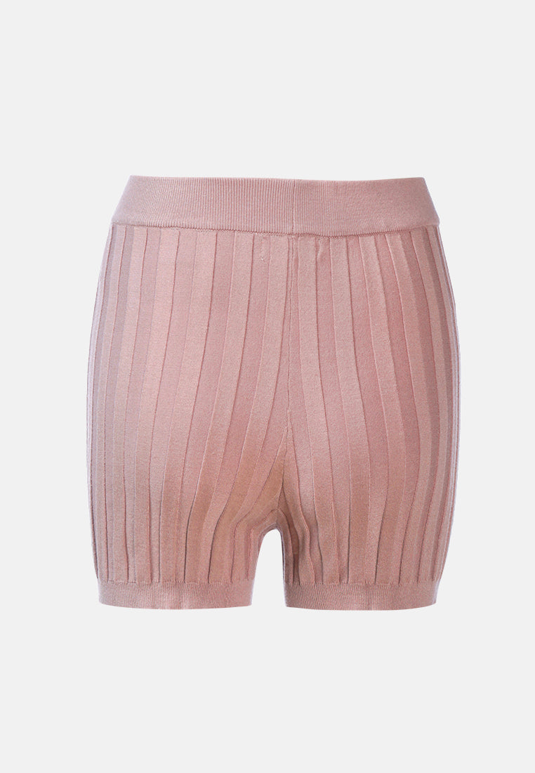 solid rib knit shorts#color_mocha