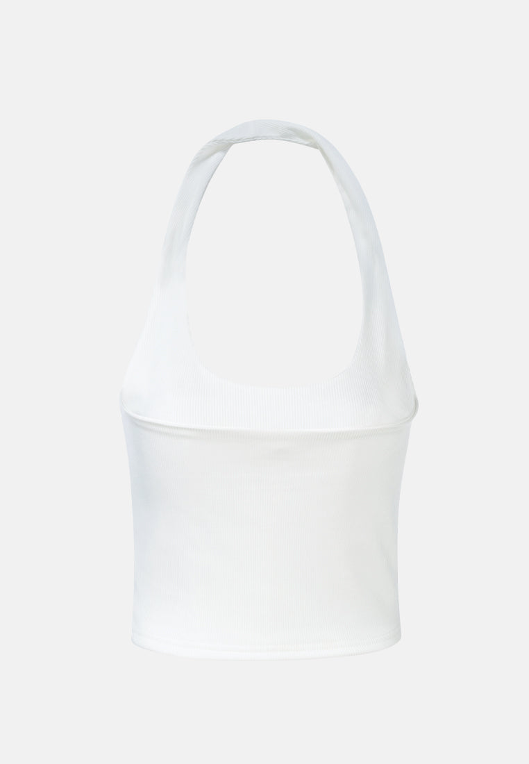 halter neck knitted top by ruw#color_white