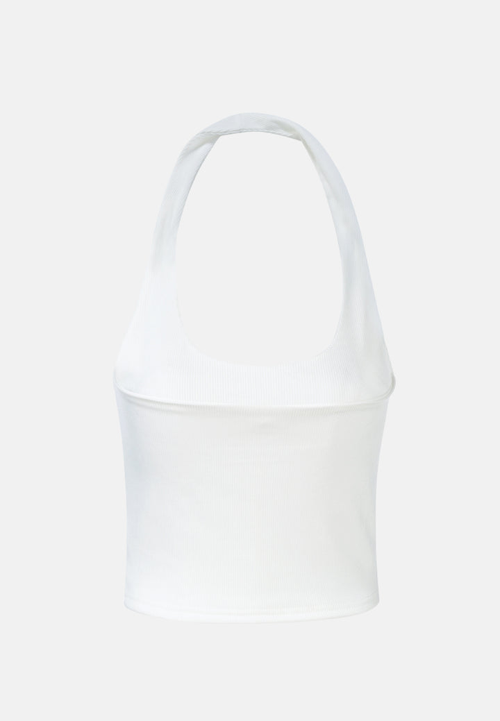 halter neck knitted top by ruw#color_white
