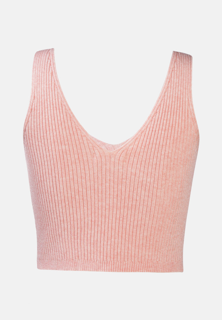 sleeveless knitted tank top#color_pink
