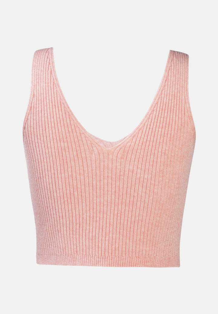 sleeveless knitted tank top#color_pink