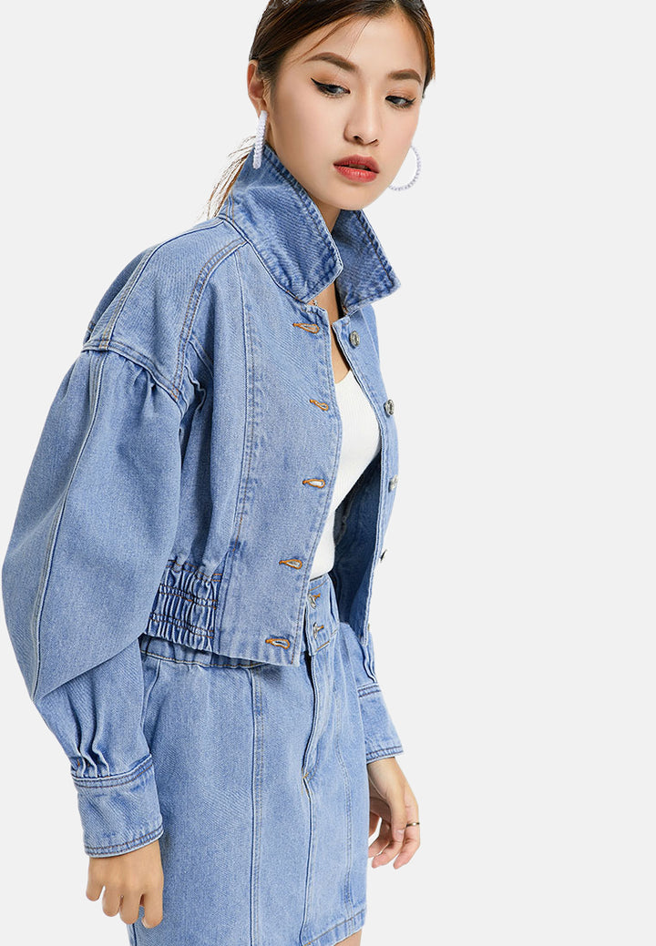 denim jacket and skirt co-ord set#color_light-blue