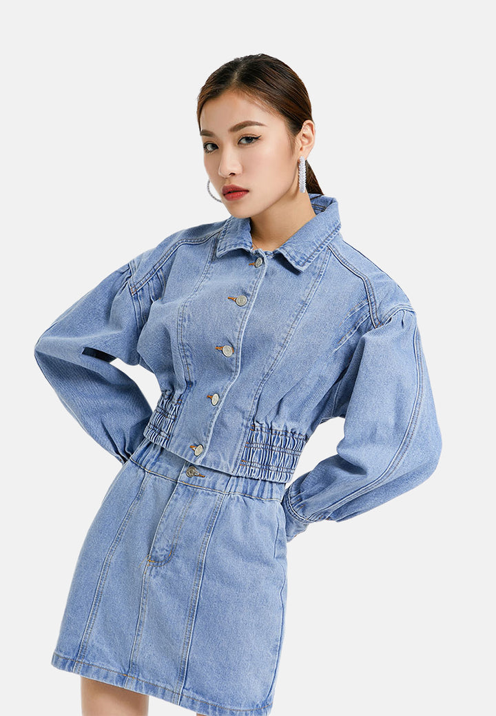 denim jacket and skirt co-ord set#color_light-blue