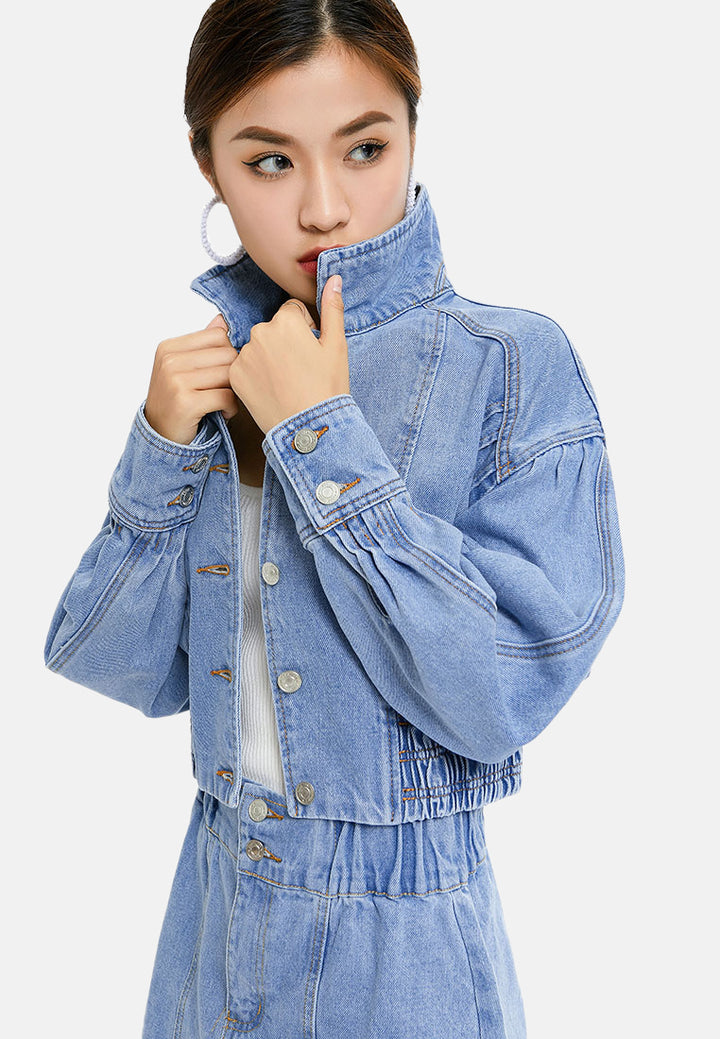 denim jacket and skirt co-ord set#color_light-blue