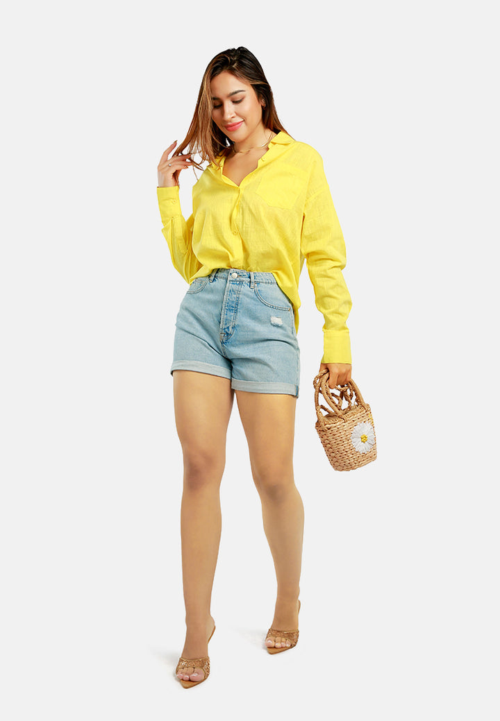 basic cotton collared shirt#color_bright-yellow